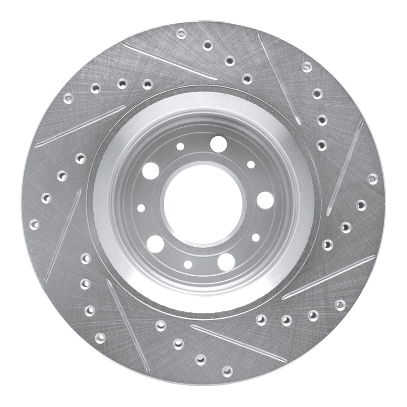 Volvo C70 Brake Rotor (1) - Front Left - R1 Concepts - Drilled & Slotted - Silver - `98-`04